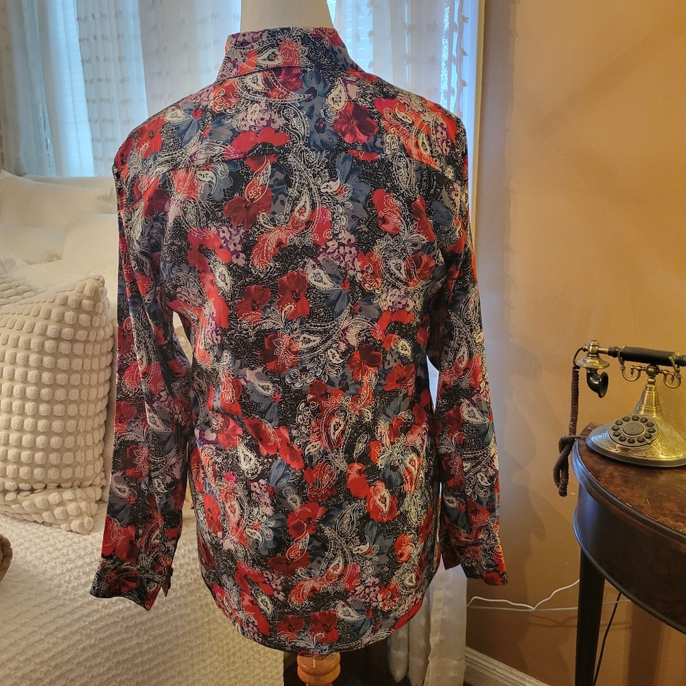 The Kooples Floral Paisley Long Sleeve Button-Up Shirt - Picture 2 of 12